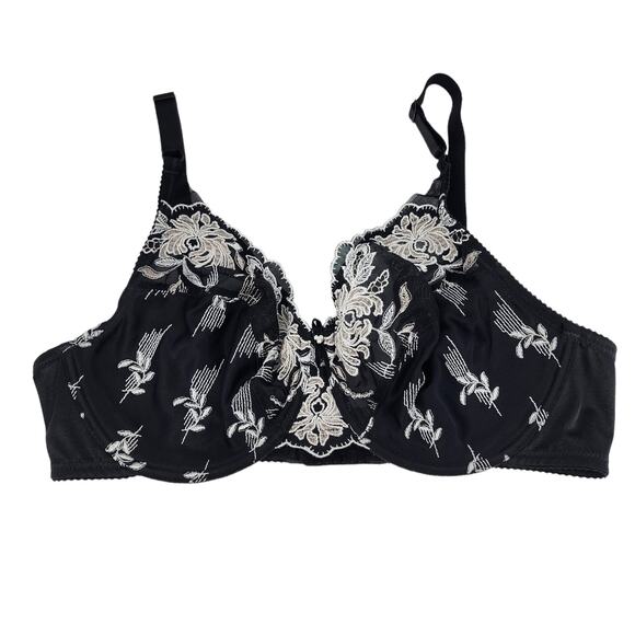 Wacoal Black White Full Coverage Floral Lace Underwire Bra Size 36D - Picture 1 of 3
